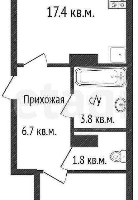 Продаётся 1-комнатная квартира, 42.9 м²