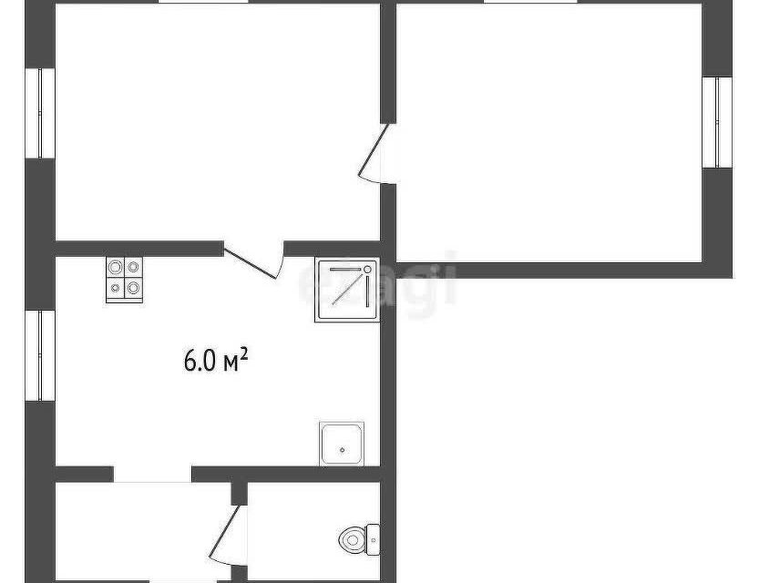 Продаётся 2-комнатная квартира, 44.4 м²