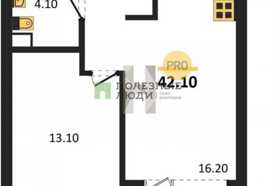 Продаётся 2-комнатная квартира, 42.1 м²