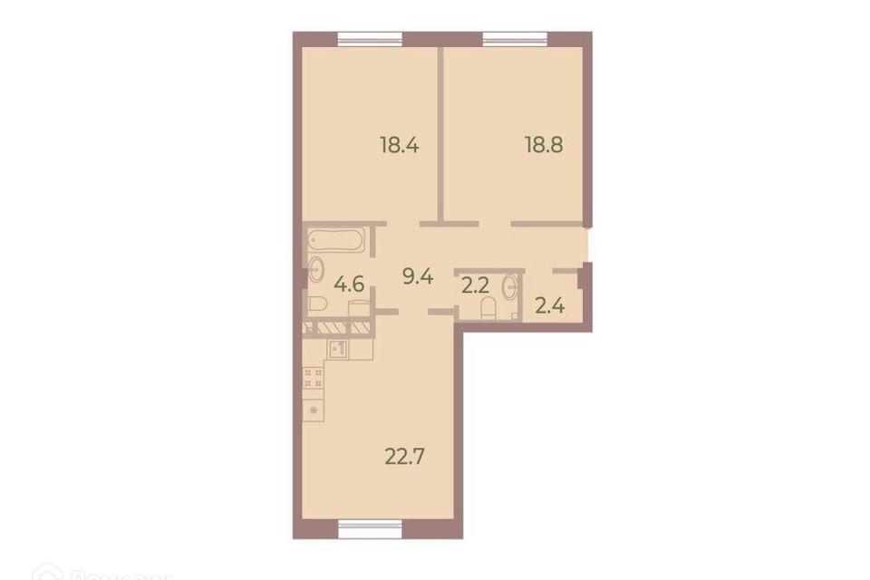 Продаётся 2-комнатная квартира, 78.2 м²