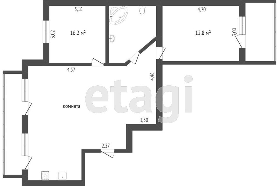 Продаётся 3-комнатная квартира, 66.8 м²