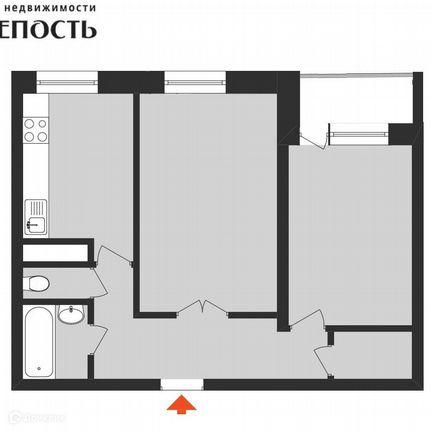 Продаётся 2-комнатная квартира, 50.8 м²