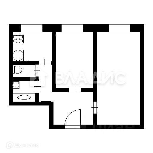 Продаётся 2-комнатная квартира, 44.4 м²