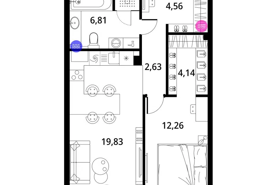 Продаётся 1-комнатная квартира, 52.1 м²