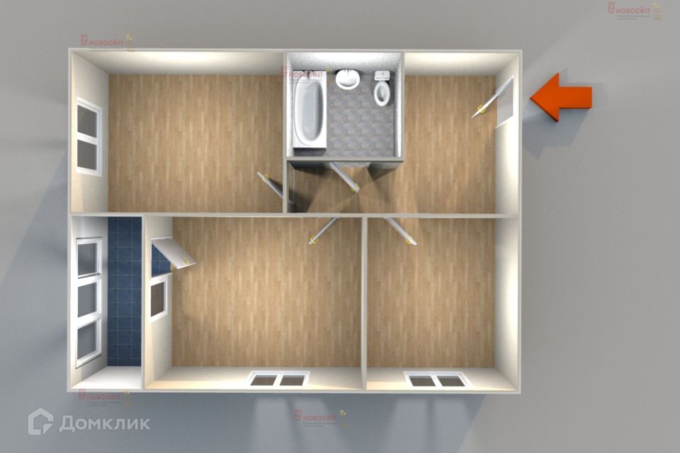 Продаётся 2-комнатная квартира, 50.9 м²