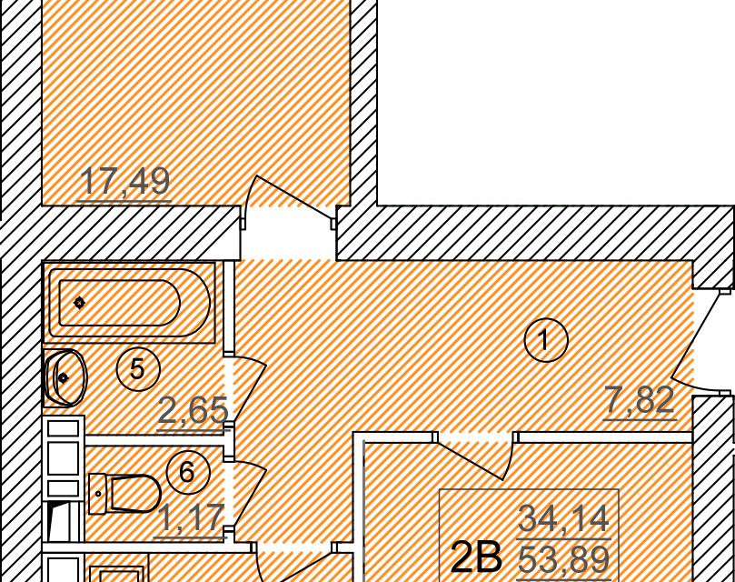 Продаётся 2-комнатная квартира, 57.26 м²