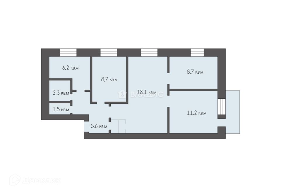Продаётся 4-комнатная квартира, 63.3 м²