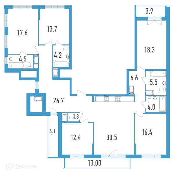 Продаётся 3-комнатная квартира, 105.3 м²