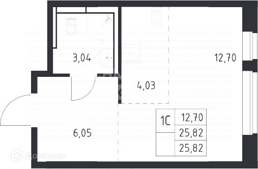 Продаётся студия, 26 м²