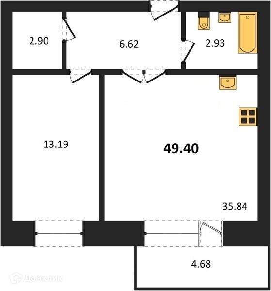 Продаётся 1-комнатная квартира, 50 м²