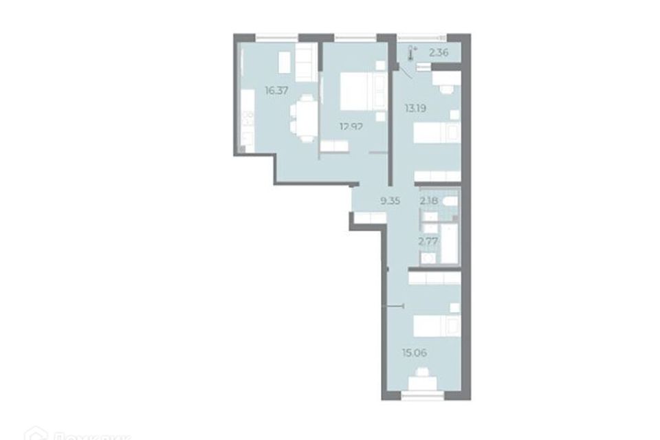 Продаётся 3-комнатная квартира, 73.2 м²