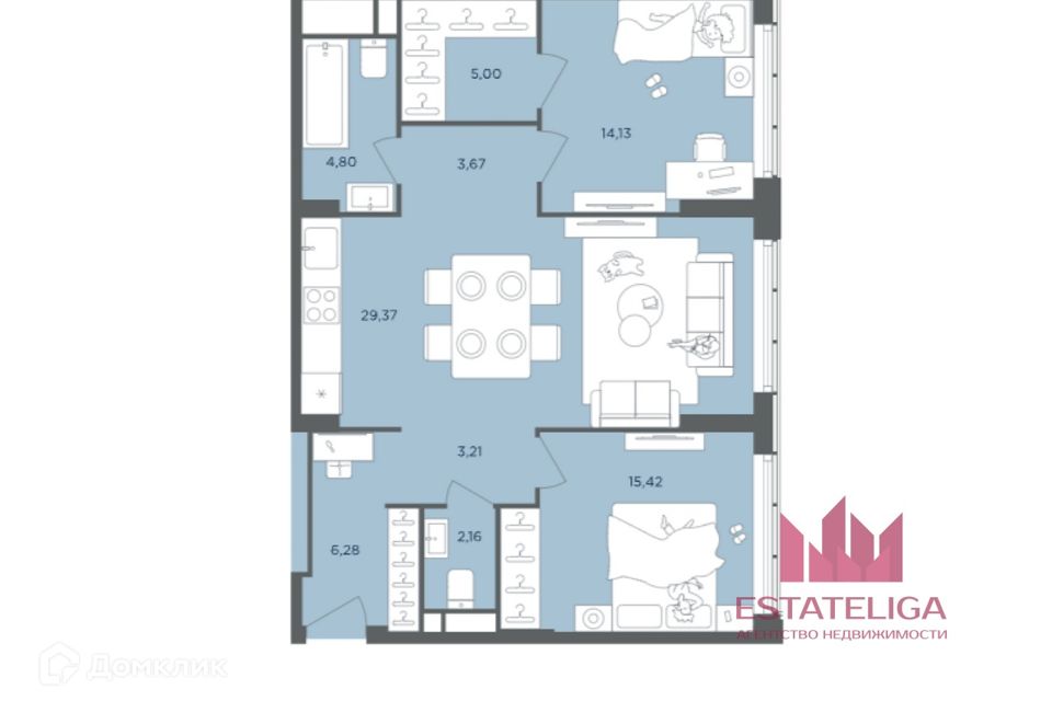 Продаётся 2-комнатная квартира, 83.5 м²