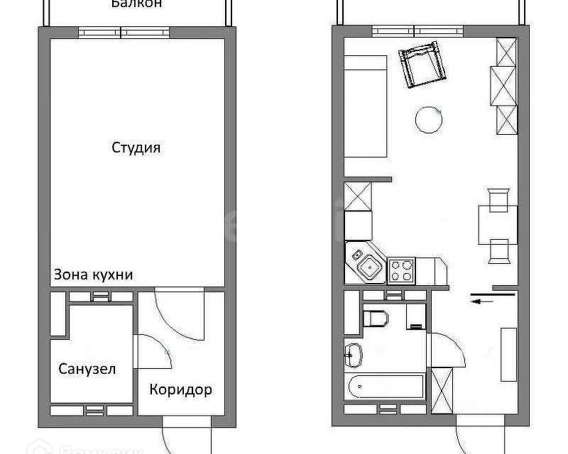 Продаётся студия, 22.4 м²