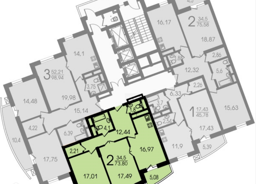 Продаётся 2-комнатная квартира, 73 м²