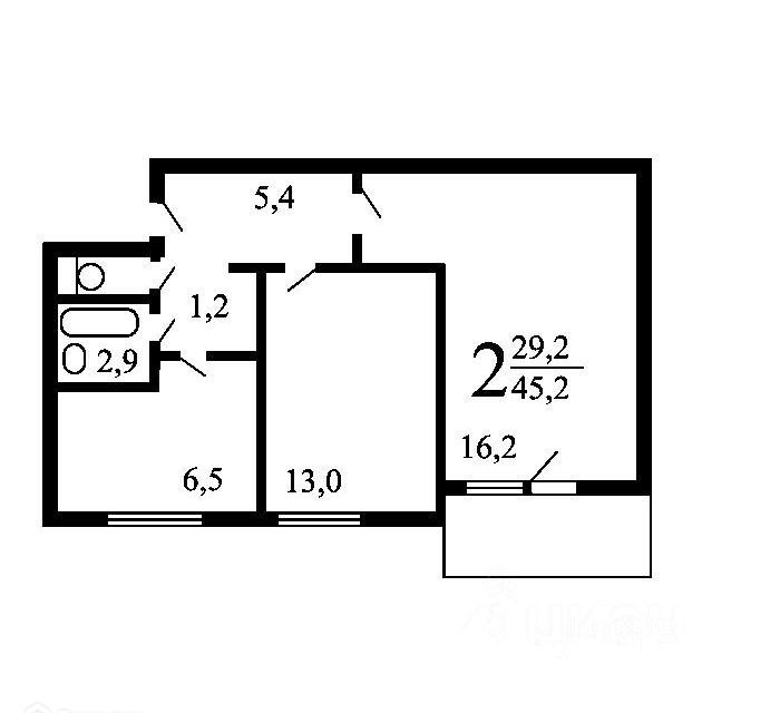 Продаётся 2-комнатная квартира, 47 м²