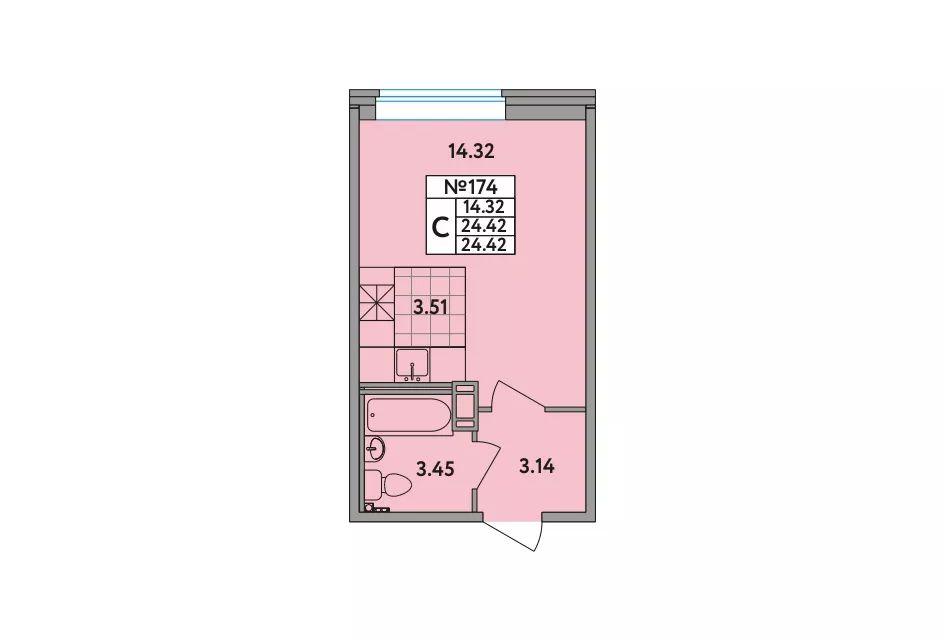 Продаётся студия, 24.2 м²