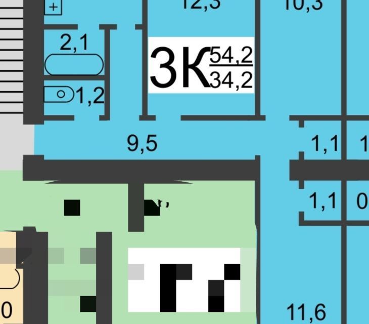 Продаётся 3-комнатная квартира, 53.2 м²