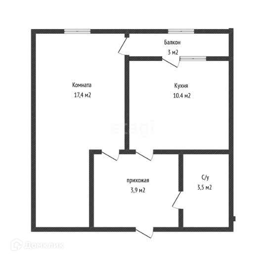 Продаётся 1-комнатная квартира, 34.7 м²