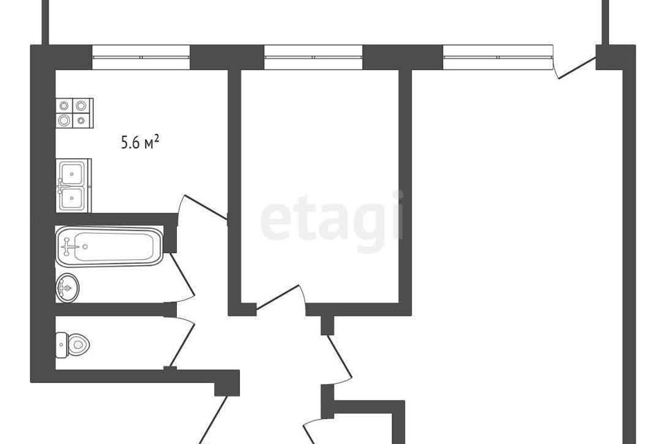 Продаётся 2-комнатная квартира, 44.5 м²