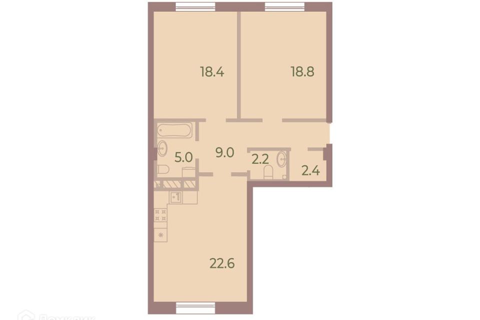 Продаётся 2-комнатная квартира, 78 м²