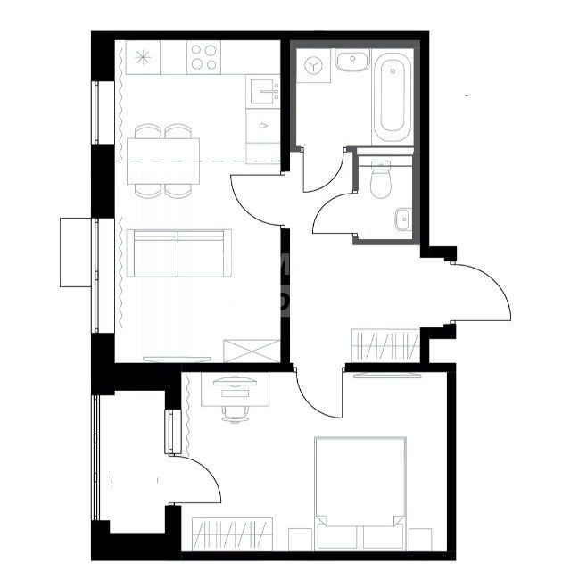 Продаётся 2-комнатная квартира, 47.3 м²