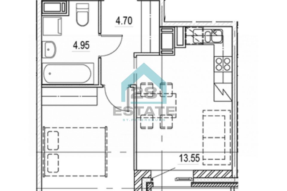 Продаётся 1-комнатная квартира, 36.47 м²