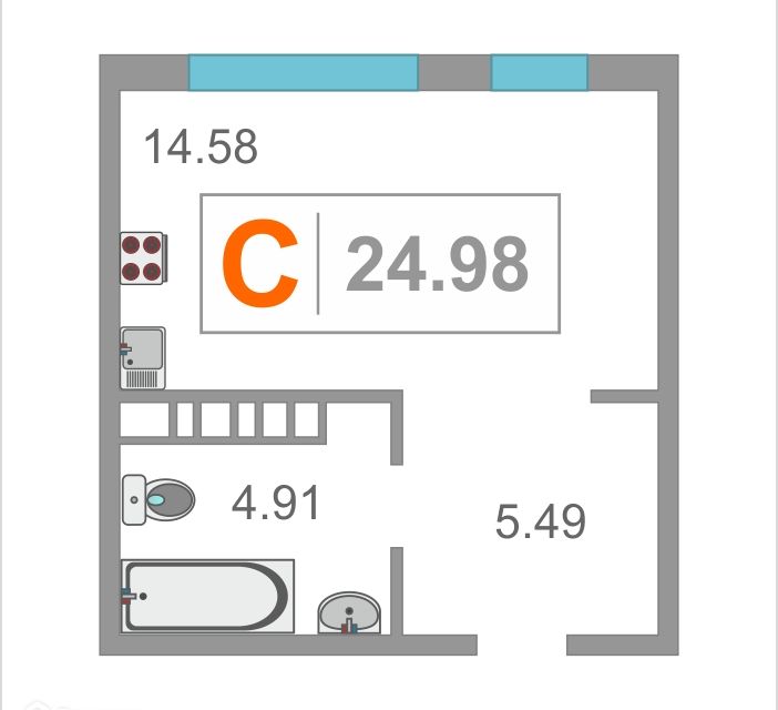 Продаётся студия, 25 м²