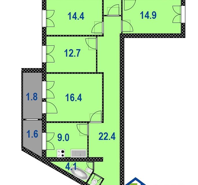 Продаётся 4-комнатная квартира, 103 м²