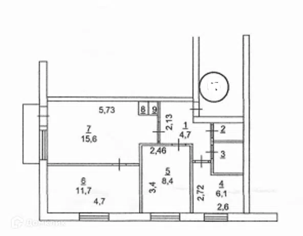 Продаётся 3-комнатная квартира, 51.3 м²