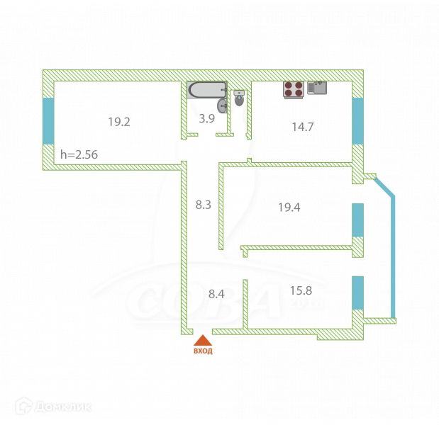 Продаётся 3-комнатная квартира, 94 м²