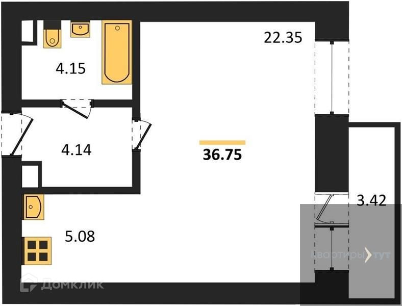 Продаётся студия, 36.62 м²