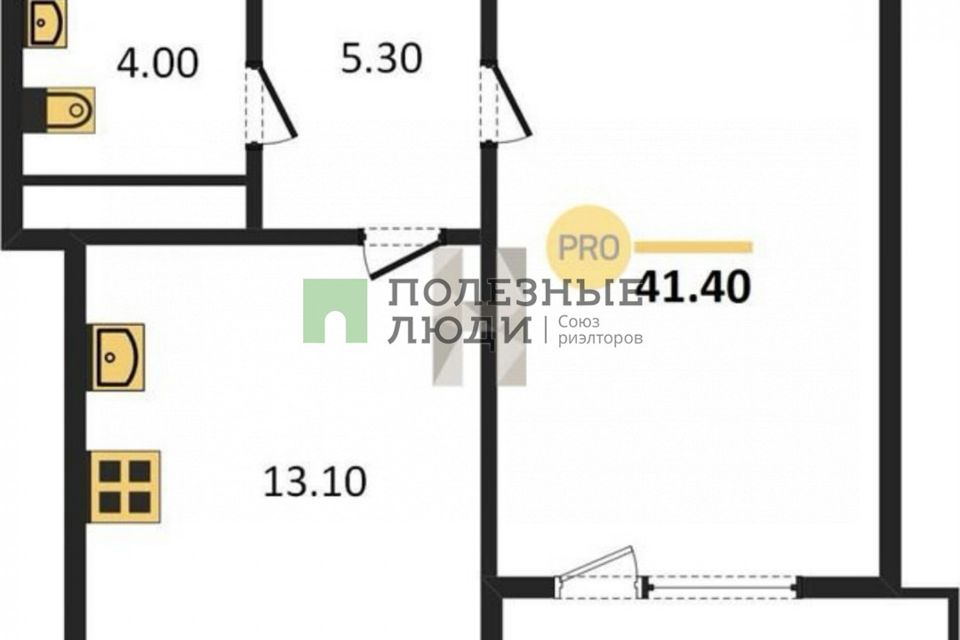 Продаётся 1-комнатная квартира, 41.4 м²