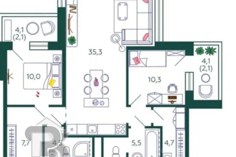 Продаётся 2-комнатная квартира, 82.2 м²
