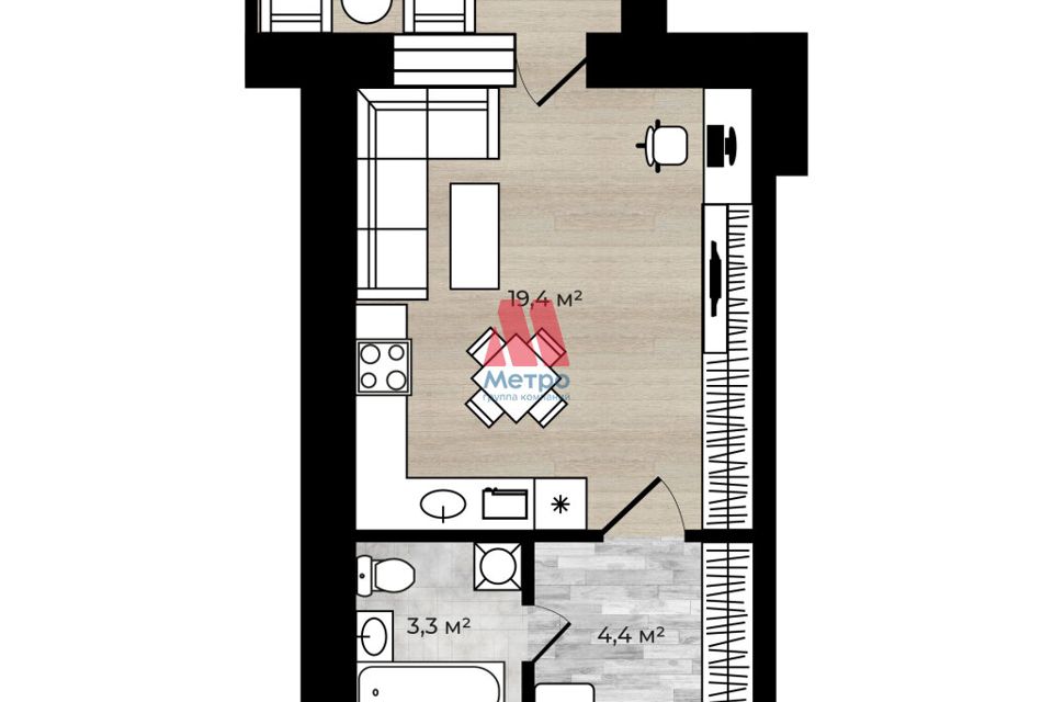 Продаётся студия, 27.3 м²