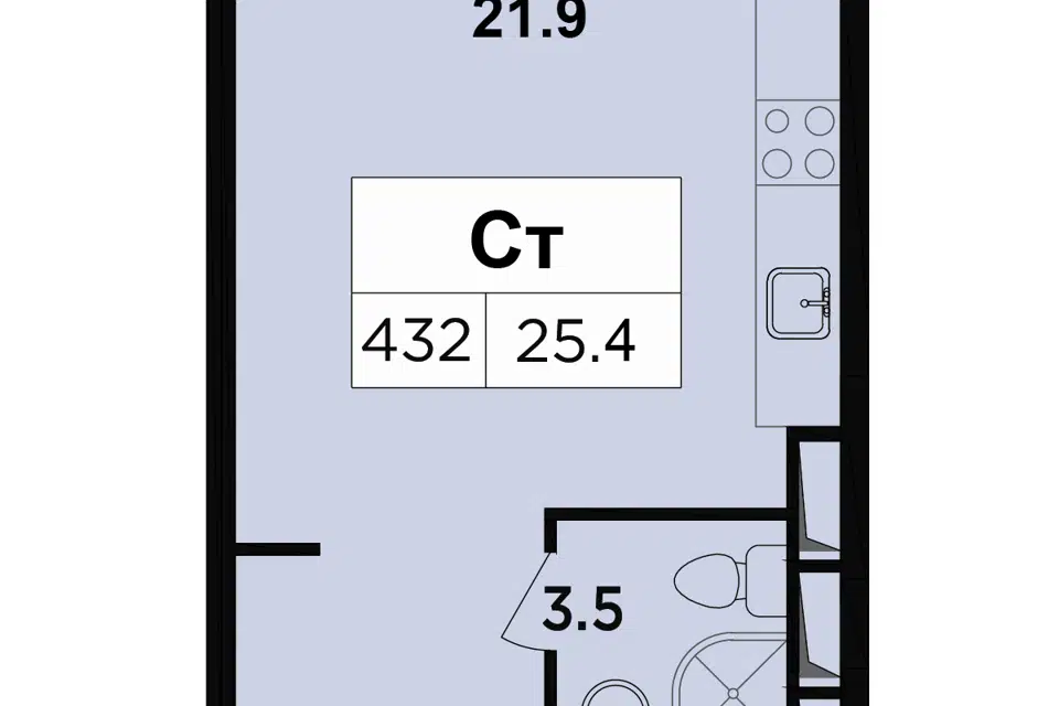 Продаётся студия, 25.4 м²