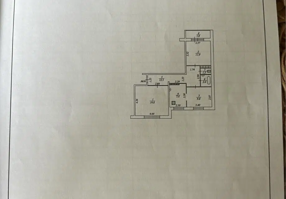 Продаётся 3-комнатная квартира, 65.1 м²