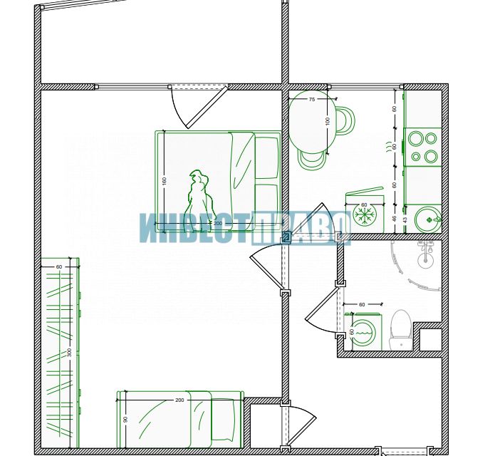 Продаётся 1-комнатная квартира, 34.5 м²