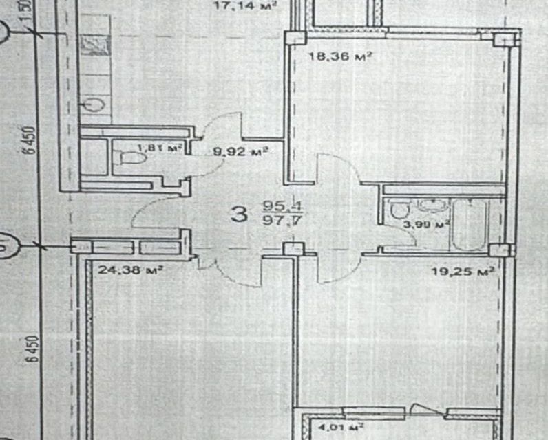 Продаётся 3-комнатная квартира, 97.7 м²