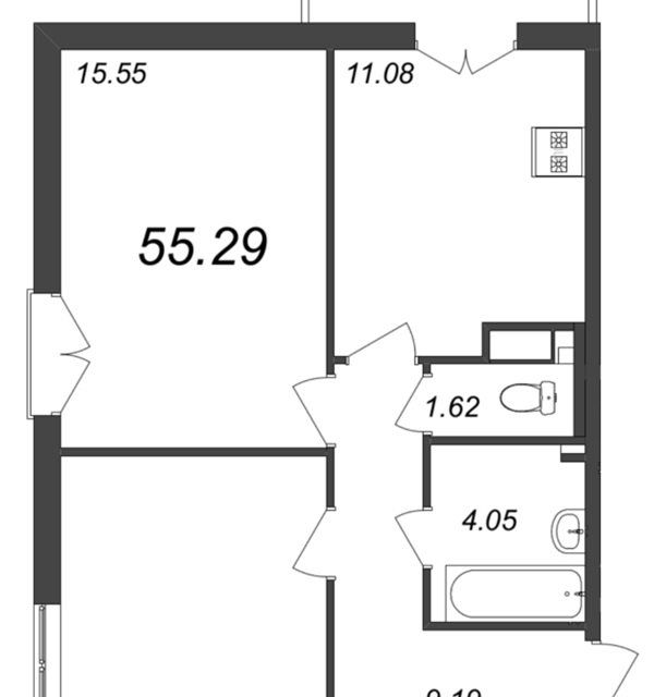 Продаётся 2-комнатная квартира, 58.29 м²