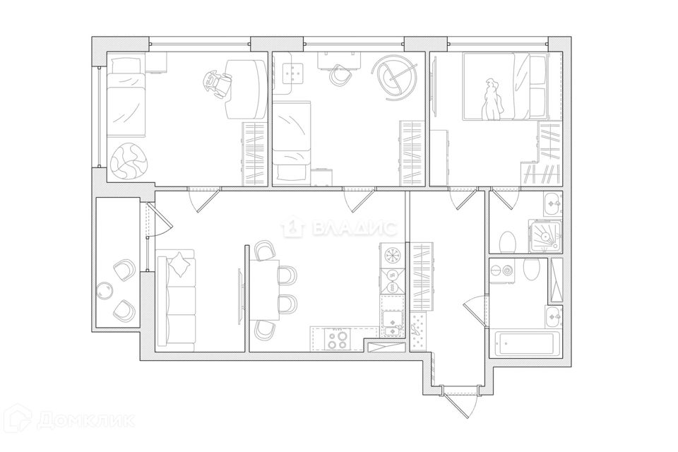 Продаётся 4-комнатная квартира, 72.5 м²