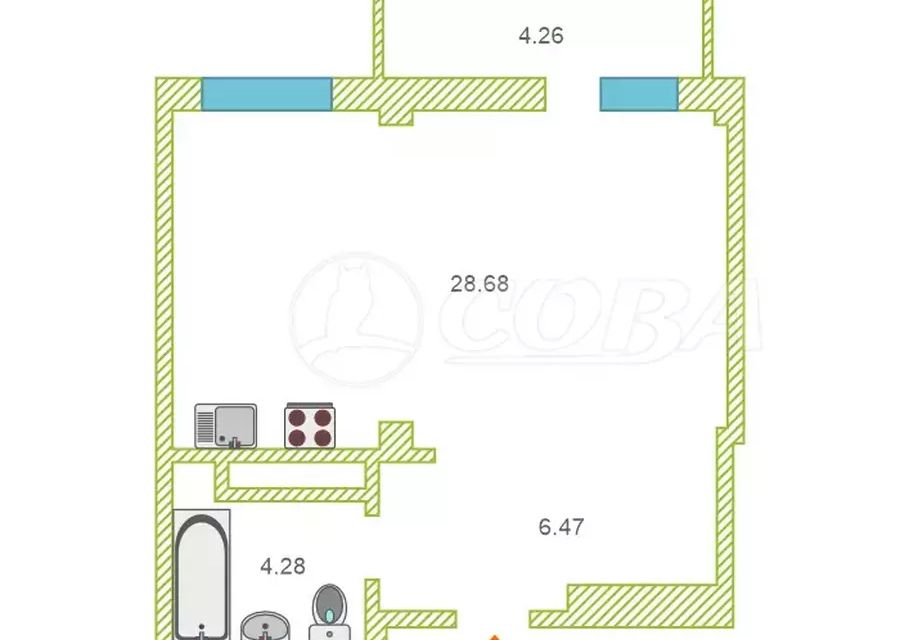 Продаётся студия, 38.4 м²