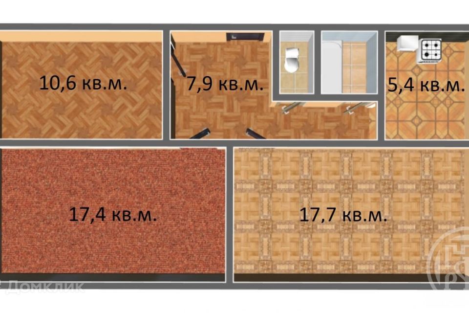 Продаётся 3-комнатная квартира, 62.3 м²