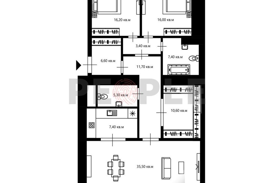 Продаётся 3-комнатная квартира, 121.1 м²