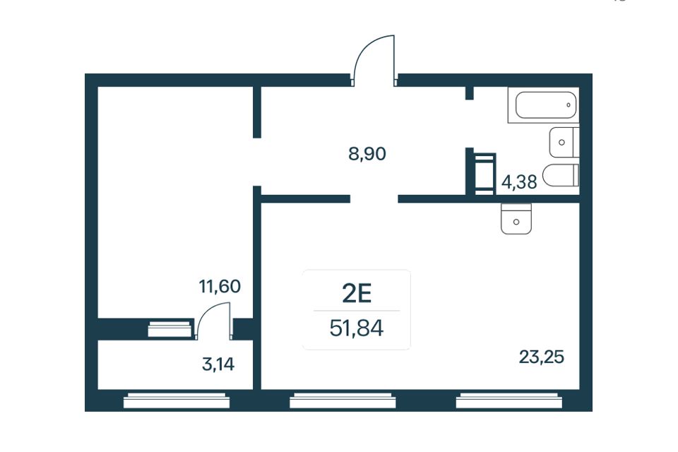 Продаётся 1-комнатная квартира, 50.1 м²