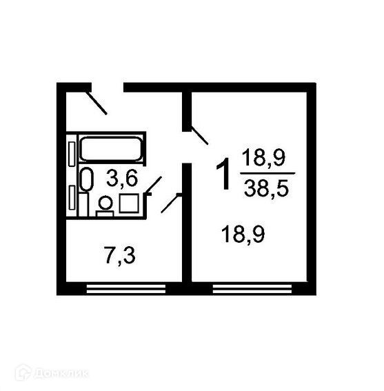 Продаётся 1-комнатная квартира, 33 м²