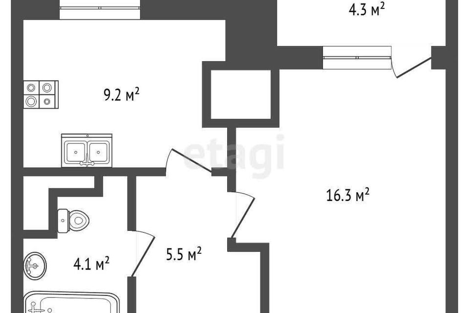 Продаётся 1-комнатная квартира, 35.2 м²