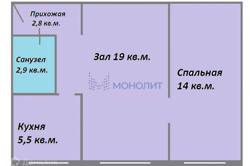 Продаётся 2-комнатная квартира, 44.3 м²