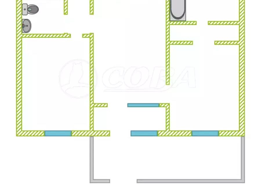 Продаётся 2-комнатная квартира, 67.6 м²