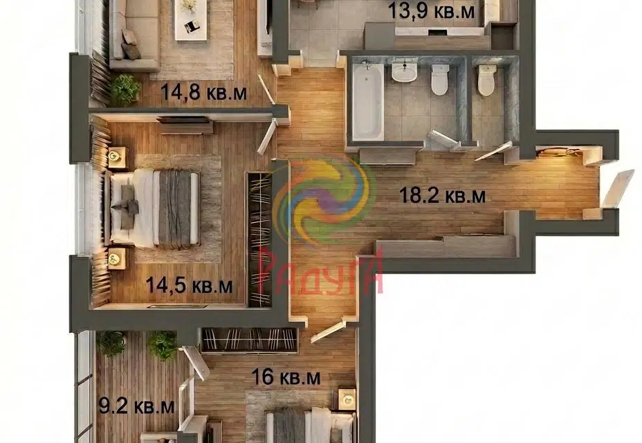 Продаётся 3-комнатная квартира, 93.1 м²