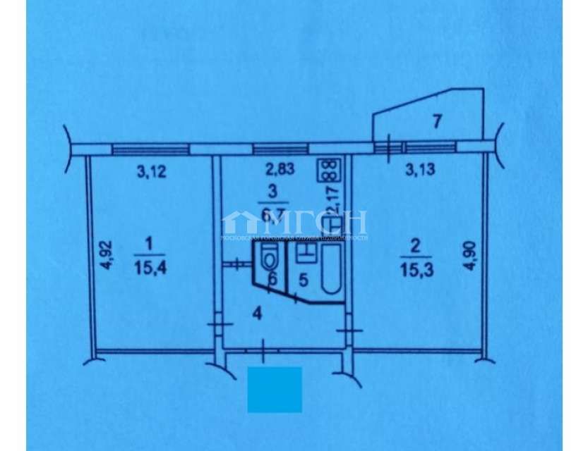 Продаётся 2-комнатная квартира, 45 м²